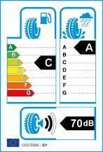 Úspora: C, Priľnavosť: A, Trieda hluku: 2 - 70db Úspora: C, Priľnavosť: A, Trieda hluku: 2 - 70db