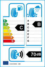 Úspora: C, Priľnavosť: B, Trieda hluku: 2 - 70dB Úspora: C, Priľnavosť: B, Trieda hluku: 2 - 70dB