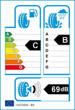 Úspora: C, Priľnavosť: B, Trieda hluku: B - 69dB Úspora: C, Priľnavosť: B, Trieda hluku: B - 69dB