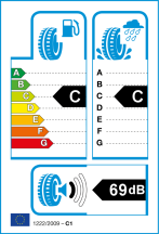 Úspora: C, Priľnavosť: C, Trieda hluku: A - 69dB Úspora: C, Priľnavosť: C, Trieda hluku: A - 69dB