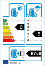 Úspora: C, Priľnavosť: E, Trieda hluku: 1 - 67db Úspora: C, Priľnavosť: E, Trieda hluku: 1 - 67db