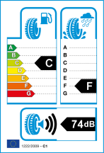 Úspora: C, Priľnavosť: F, Trieda hluku: 3 - 74dB Úspora: C, Priľnavosť: F, Trieda hluku: 3 - 74dB