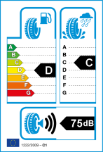 Úspora: D, Priľnavosť: C, Trieda hluku: 3 - 75db Úspora: D, Priľnavosť: C, Trieda hluku: 3 - 75db