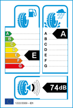 Úspora: E, Priľnavosť: A, Trieda hluku: 1 - 74dB Úspora: E, Priľnavosť: A, Trieda hluku: 1 - 74dB