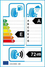 Úspora: E, Priľnavosť: A, Trieda hluku: 2 - 72dB Úspora: E, Priľnavosť: A, Trieda hluku: 2 - 72dB