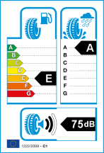 Úspora: E, Priľnavosť: A, Trieda hluku: 2 - 75db Úspora: E, Priľnavosť: A, Trieda hluku: 2 - 75db
