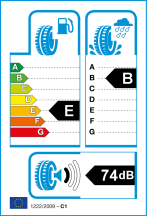 Úspora: E, Priľnavosť: B, Trieda hluku: 1 - 74dB Úspora: E, Priľnavosť: B, Trieda hluku: 1 - 74dB