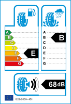 Úspora: E, Priľnavosť: B, Trieda hluku: 2 - 68dB Úspora: E, Priľnavosť: B, Trieda hluku: 2 - 68dB