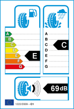 Úspora: E, Priľnavosť: C, Trieda hluku: 1 - 69dB Úspora: E, Priľnavosť: C, Trieda hluku: 1 - 69dB