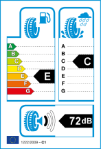 Úspora: E, Priľnavosť: C, Trieda hluku: B - 72dB Úspora: E, Priľnavosť: C, Trieda hluku: B - 72dB