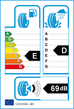 Úspora: E, Priľnavosť: D, Trieda hluku: A - 69dB Úspora: E, Priľnavosť: D, Trieda hluku: A - 69dB