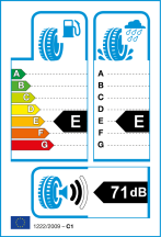 Úspora: E, Priľnavosť: E, Trieda hluku: 2 - 71dB Úspora: E, Priľnavosť: E, Trieda hluku: 2 - 71dB