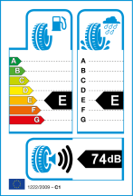 Úspora: E, Priľnavosť: E, Trieda hluku: 3 - 74db Úspora: E, Priľnavosť: E, Trieda hluku: 3 - 74db