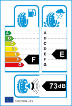 Úspora: F, Priľnavosť: E, Trieda hluku: B - 73dB Úspora: F, Priľnavosť: E, Trieda hluku: B - 73dB