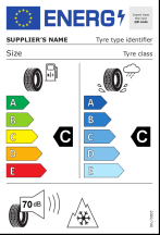 Úspora: C, Priľnavosť: C, Trieda hluku: 1 - 70dB