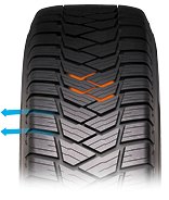 Bridgestone Duravis AllSeason - široké drážky pre odvod vody