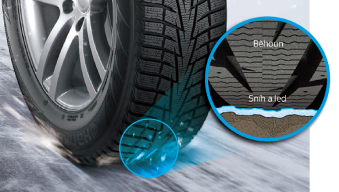 Hankook Winter i*cept RW10 - Lepšia priľnavosť na zasneženom a zľadovatenom povrchu. Optimalizovaná mäkká zmes pre maximálnu styčnú plochu.