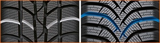 Hankook Winter i*cept RS2 (W452) Drážky pre odvod vody a rozbředlého snehu.